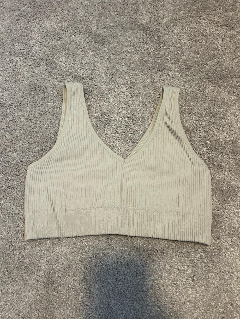 Aerie Ribbed Bra Top in Taupe